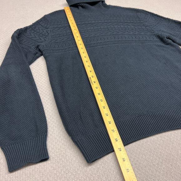Guideboat Co Sweater Mens L Blue Cotton Cable Knit Turtleneck Pullover Nautical - Picture 7 of 7